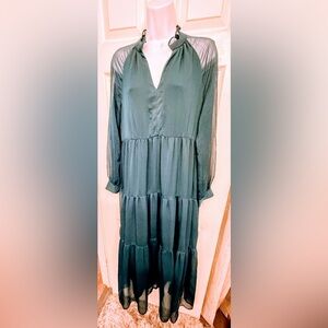 1. State Tiered Dark Turquoise Blue Long Sleeve Dress with slip underneath.
